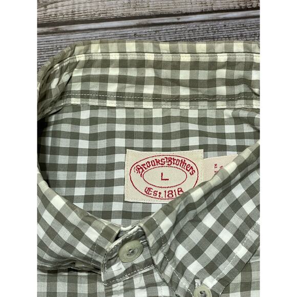 Brooks Brothers Nens Dress Shirt Green White Checked Size Large - Picture 4 of 5